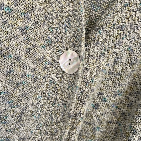Margaret O’Leary Linen Blend Flecked Multi Knit Seashell Single Button Cardigan - Picture 5 of 8